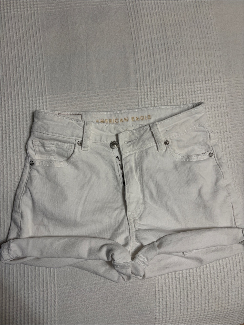 American Eagle White Stretch Denim Shorts